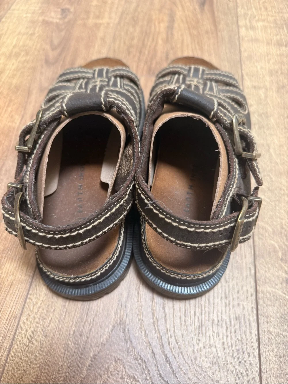 Earth Shoe Woodstock 3 Leather Fisherman Sandals Brown Adjustable Comfort Mens 9